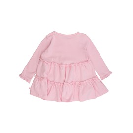 RuffleButts® Baby/Toddler Girls Long Sleeve High Low Flowy Ruffle Tunic Top - Pink, 4T