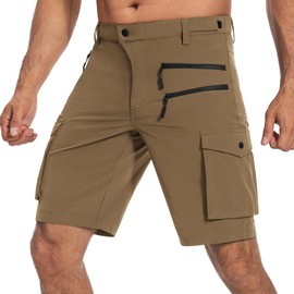 Hiauspor Men's Mountain Bike Shorts Stretch Cycling Quick Dry Hiking Cargo Shorts for Work Golf Fishing Tactical (Khaki XL)