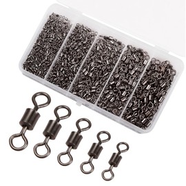 Roseyan 200 Pieces Fishing Swivels 5 Size Fishing Swivels Solid Rings Fishing Swivels Fishing Swivel Stainless Steel Saltwater Swivels Fishing with Plastic Box Fishing Accessories Swivel Set 7# 8# 10#