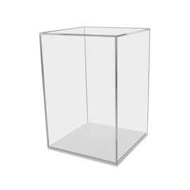Tall Display Cube 12" W x 12" D x 16" H Clear with White Base Acrylic Pedestal Art Sculpture Flowers Pillar Column Prop Post Stand Display Box by Marketing Holders