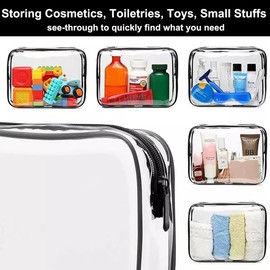 1 x 15 x 12 x 3 cm transparent toiletry bag and 2 x 20 x 20 cm transparent toiletry bags, liquid bags, hand luggage, transparent bag, airport compliant bag, travel bag airplane