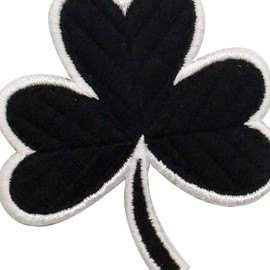 Tactical Irish Clover Embroidered Emblem Lucky Shamrock Hook and Loop Ireland Patch, White & Black