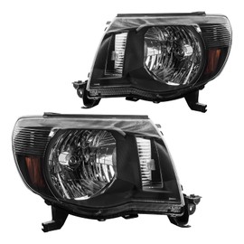 PHILTOP Headlight Assembly, Front Amber Headlights Fit for Tacoma 2005-2011 Clear Lens Black Housing