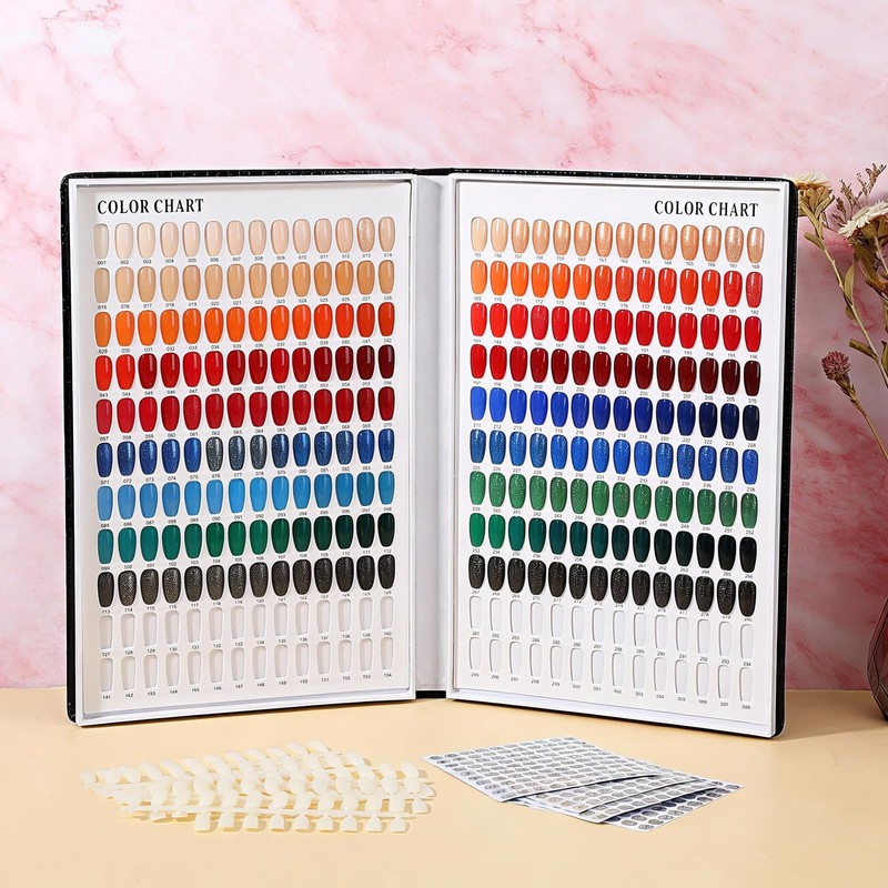 Professional 308 Nail Color Chart Book with 120 Pcs False