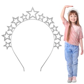 Rhinestone Hollow Star Headband Glitter Rhinestone Shinny Princess Bride Headpiece for Girls Party Wedding Hair Styling Accessories for Women and Girls (Silver)