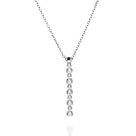 QUADRI - Women's Necklace with Zircons 925 Silver - Chain Lengths 41 | 45 | 51 cm with 5 cm Extension. - Made in Italy Certificate, Silver