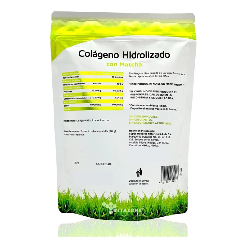 Colágeno Hidrolizado Puro Vidanat Con Matcha 300g Mer Env Matcha