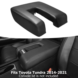 KBH Fits 2014-2021 Toyota Tundra Center Console Lid Armrest Leather Cover Trim Black