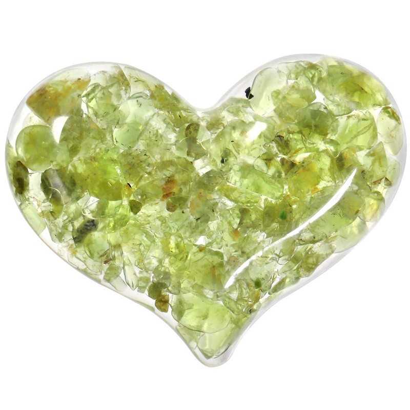 mookaitedecor 5 Pcs Peridot Heart Shaped Pocket Palm Stones