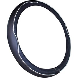 Mayco Bell - Funda para Volante de Coche, Cuero de Microfibra (Negro Blanco, 14.5-15''(fit for Mostly Cars))