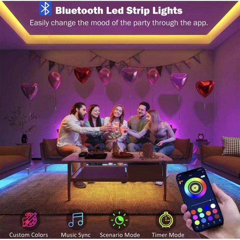 Leeleberd Led Lights for Bedroom 100 ft (2 Rolls of