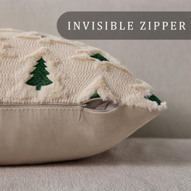Allorry Christmas Pillow Covers 20x20 Set of 2 Beige Double Xmas Tree Pillow Covers Soft Plush Faux Fur Christmas Decorations for Xmas Winter Holiday Home Bedroom Sofa Cushion Cases PT-008C20