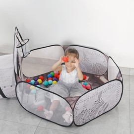 LimitlessFunN 4pc Kids Play Tent, Crawl Tunnel, Ball Pit and Star Lights [ Pop Up Portable Glow in The Dark Stars ] Children Castle Playhouse for Girls & Boys, Indoor and Outdoor (Rocket Ship)