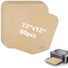 12 inch Air Fryer Parchment Paper Squares, 80 Sheets Unbleached Pre-Cut Baking Disposable Paper Liner for Ninja Foodi Flip S SP101 SP201 SP301 SP351, Cuisinart Toaster Oven