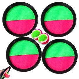 WoRuyKot Velcro Ball Pool Game, Outdoor Toy, Beach Toys, Outdoor Throwing Game, Velcro Ball Set with 4 Velcro Ball Paddles and 2 Velcro Balls, Ball Games for Outdoor Garden (Red)