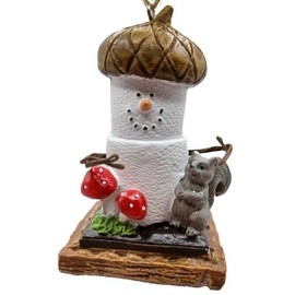 OnHoliday S'More Nature Acorn Cap on Head with Squirrel and Mushrooms Hanging Christmas Tree Ornament