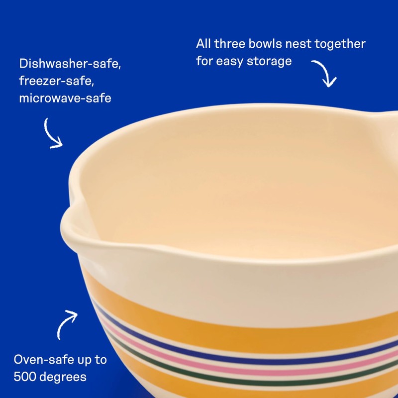 Great Jones Stir Crazy 3-Piece Stackable Ceramic Mixing Bowl Set