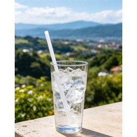 Xyedyaup 100 Pcs Clear Drinking Straws Reusable 210 mm × 6 mm Cocktail Straw White Piercing Straws