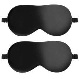 Quelcc Sleep Mask, Pack of 2 Silk Sleeping Mask, Skin-Friendly Sleeping Mask, with Adjustable Strap for Pressure Relief and Deep Sleep (Black)
