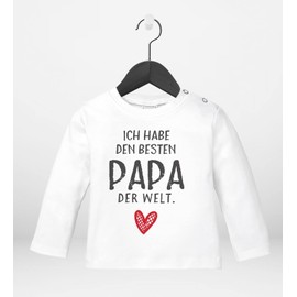MoonWorks® Baby Long-Sleeved Shirt with Saying Ich Habe den besten Papa der Welt Gift Birthday Organic Cotton Shirt, White