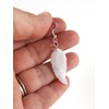 Long Mother of Pearl Carved Shell Leaf or Feather Dangle