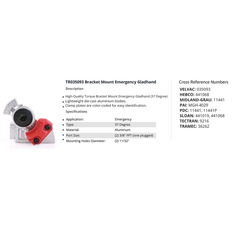 Torque 37° Bracket Mount Emergency Gladhand (Red) | Aluminum Air