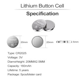 PCSONIC PGSONIC Lithium CR2025 3v (2)pack Best By DEC 2028