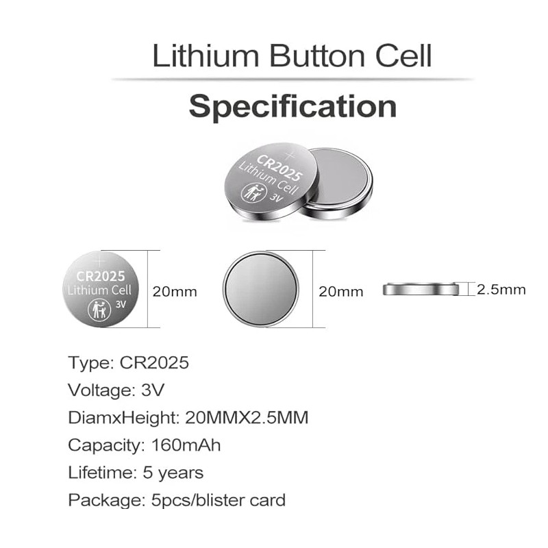 PCSONIC PGSONIC Lithium CR2025 3v (2)pack Best By DEC 2028