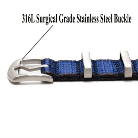 Onthelevel 20mm 22mm Watch Strap for Men Women - Premium Waterproof Ballistic Nylon Watch Band with Multiple Colorways (20mm, blue-gray-side with silver buckle)