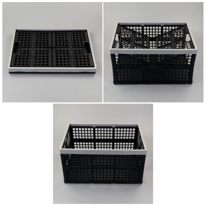 Anbers 42 L Plastic Collapsible Storage Crate, Folding Milk Crate