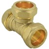 hep® 15mm Brass Compression Tee for Copper, Plastic Pipe WRAS