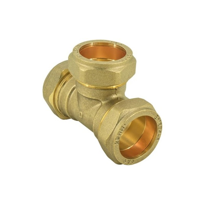 hep® 15mm Brass Compression Tee for Copper, Plastic Pipe WRAS