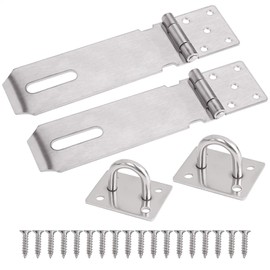 Padlock Hasp Stainless Steel Pack of 2 Door Lock Lock Security Hasp Lock Device with Screws for Door Window Cupboard Silver 5 Inch