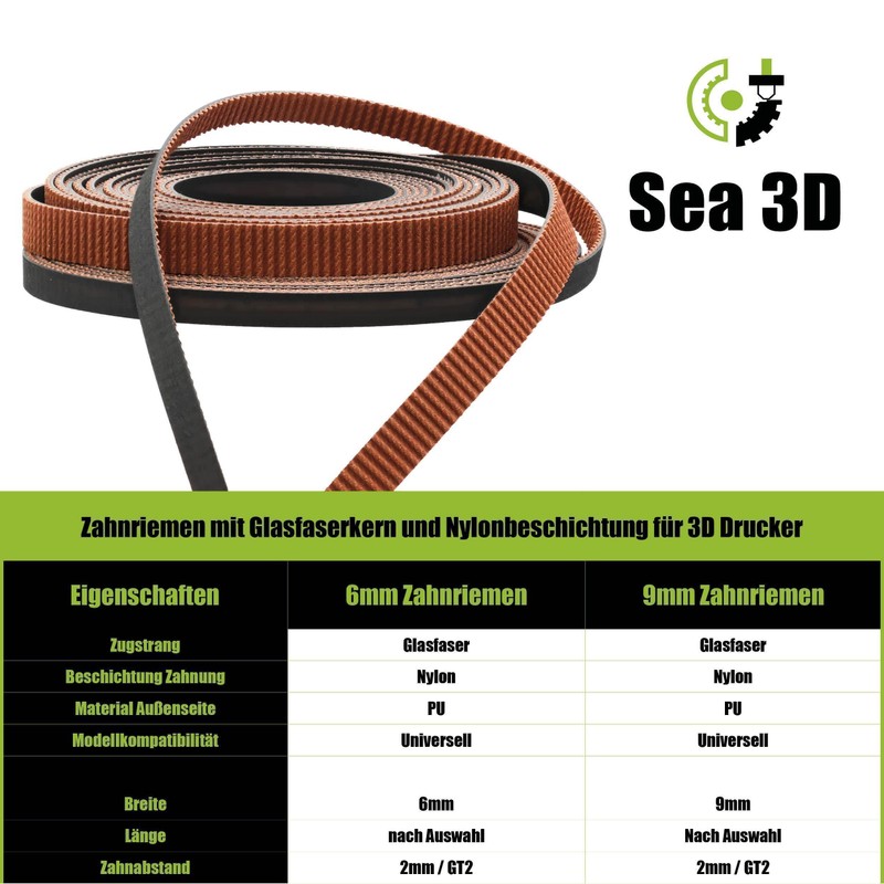GT2 6 mm Timing Belt 2GT Fibreglass Reinforced CNC Non-Slip