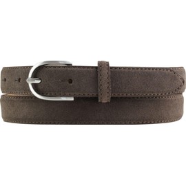 BELTINGER Women's Suede Belt 2.5 cm Suede Leather Belt for Women 25 mm Suede Belt with Round Belt Buckle, Dark brown, silver.