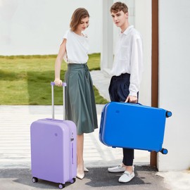 mixi Carry on Luggage, 20'' Suitcase Spinner Wheels Luggage Hardshell Lightweight Rolling Suitcases PC with Cover & TSA Lock for Business Travel, Lilac Purple