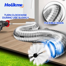 Holikme 30 Feet Dryer Vent Cleaner Kit,Flexible Lint Brush with Drill Attachment, Extends Up to 30 Feet for Easy Cleaning, Synthetic Brush Head, Use with or Without a Power Drill, White