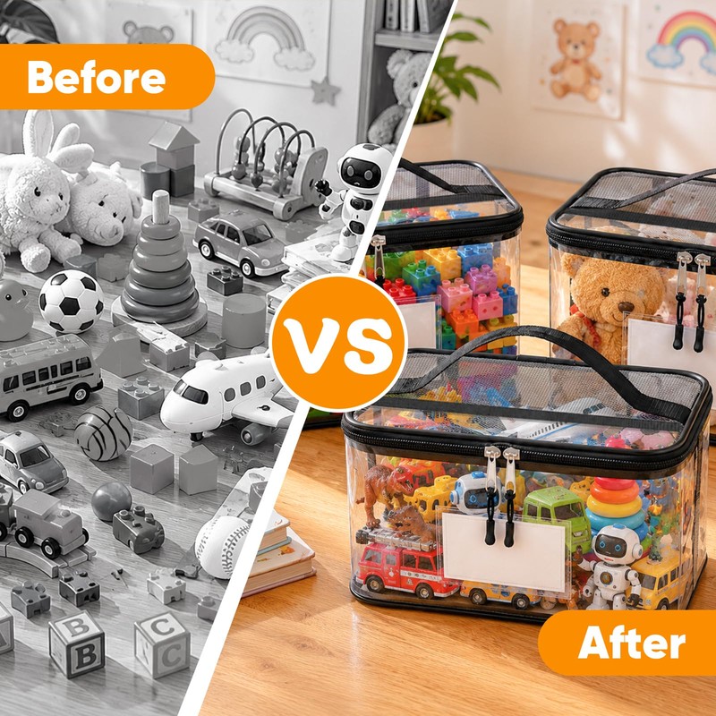 10 Packs Clear Toy Storage Bags with Zippers,Toy Organizers and