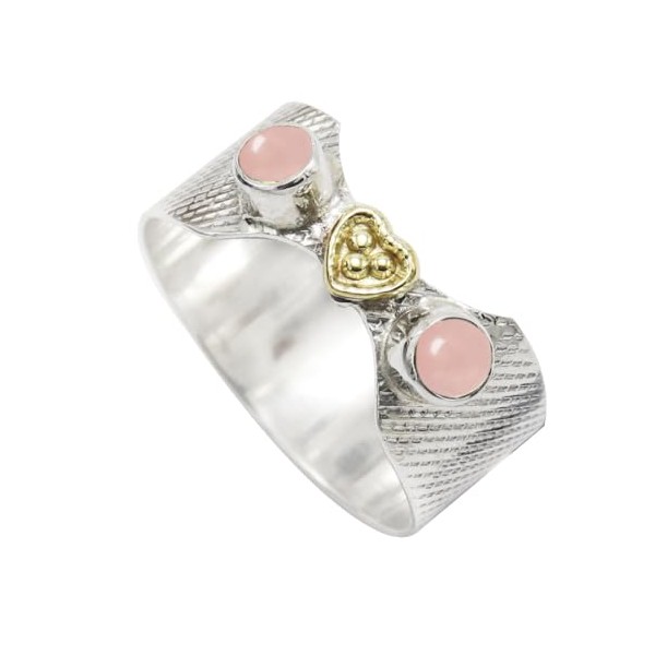 SILVERTROVE Rosenquarz-Edelstein- Sterling silber Und Messing Band Ring für Männer