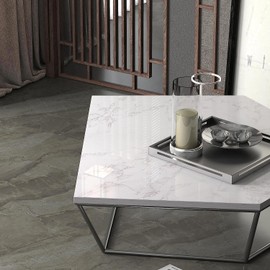 White/Gray Glossy Marble Contact Paper Wallpaper 23.6"x393" Peel and Stick Wallpaper Self Adhesive Thick Removable Waterproof DIY Vinyl Film for Kitchen Countertops Cabinet Furniture Refurbishment