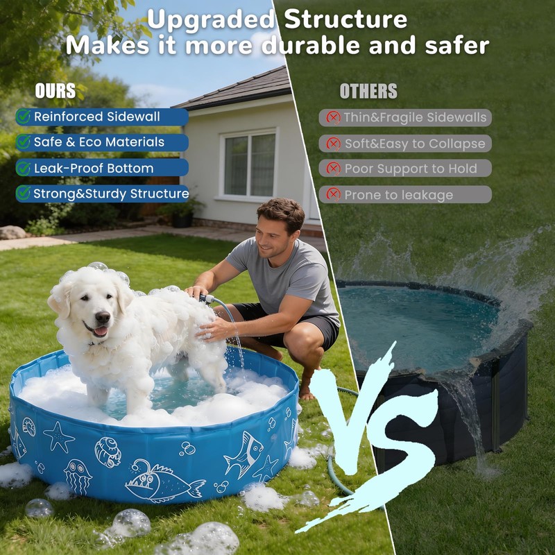 Foldable Kiddie Pool with Removable Canopy, 47in Portable Kids Swimming