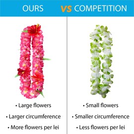 1PCS Luxury Necklaces Hawaiian Leis Tropical Flower Lei Graduation Hawaiian Lei Summer Beach Garland Thick Hawaii Luau Party Favors Decor Holiday Wedding Birthday Party Supplies (13,Hawaiian Leis)