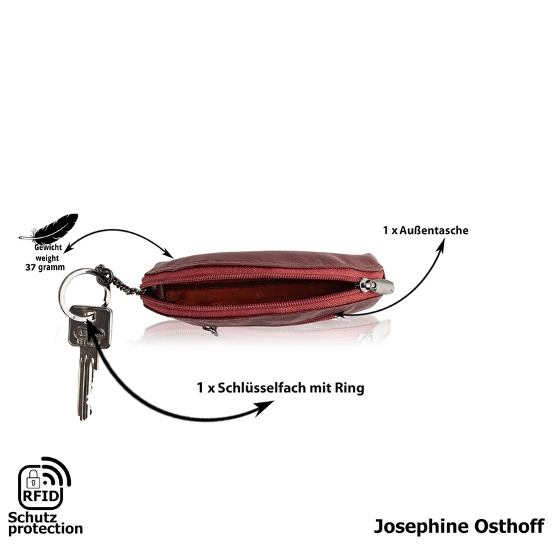 Josephine Osthoff Key Case Mini Coin Pocket Genuine Leather with