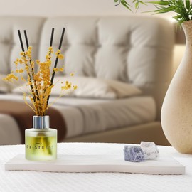 Jasmine White Tea Scent Diffuser, 1.7 oz Reed Diffuser with Dried Flower for Bathroom Small Place, Last up to 30 Days