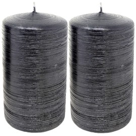 Hyoola Brushed Metallic Pillar Candles - 2 Pack - Black Pillar Candles - European Made Decorative Pillar Candles - 2.75 Inch x 5 Inch, H17007