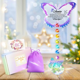 Focxoio Auntie Gifts, Birthday Gifts for Aunty from Niece Nephew Crystal Butterfly SunCatchers, Best Auntie Gifts, Special Auntie Gifts for Mother's Day for Auntie