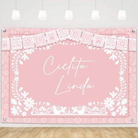 MEHOFOND 8x6ft Cielito Lindo Baby Shower Backdrop Pink Cielito Lindo Baby Shower Photography Background for Girl Mexican Wedding Party Decorations Banner Photo Supplies