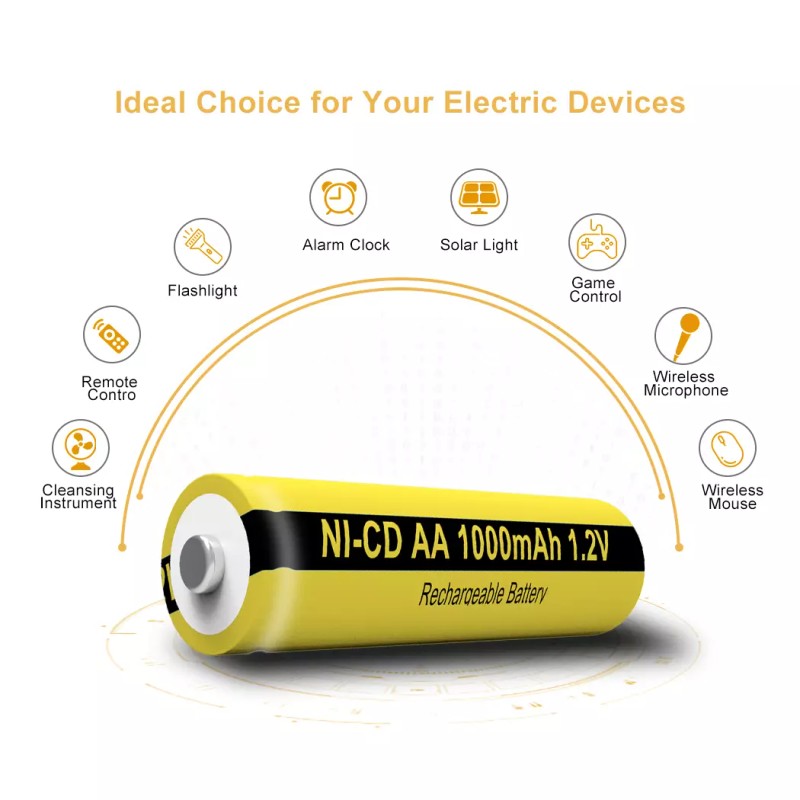 PKCELL 2x AA Rechargeable Batteries NiCD 1000mAh 1.2V Garden Solar