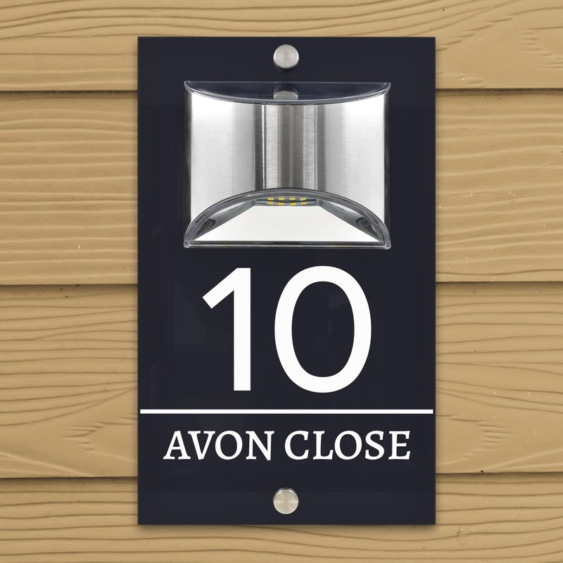 Custom Signs Solar Illuminated Modern Anthracite House Number Sign 24cm