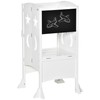 Qaba Kids Foldable Kitchen Step Stool with Chalkboard and Lockable